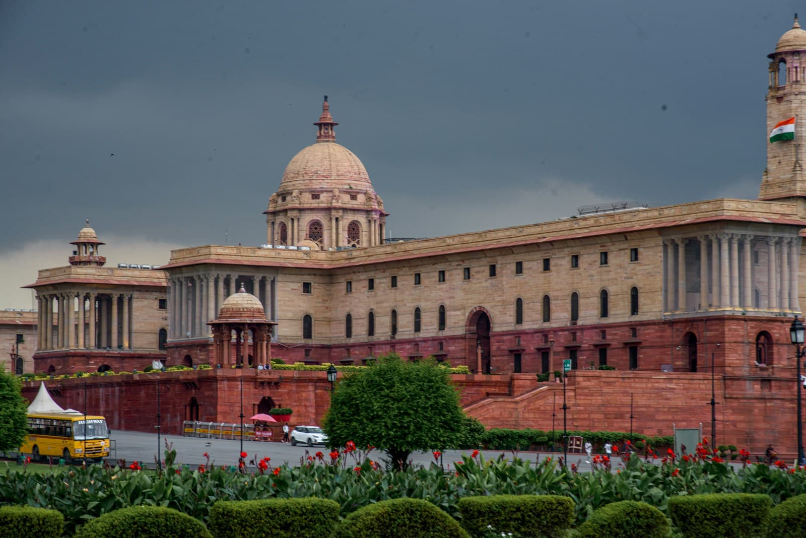 A domed sandstone government secretariat building