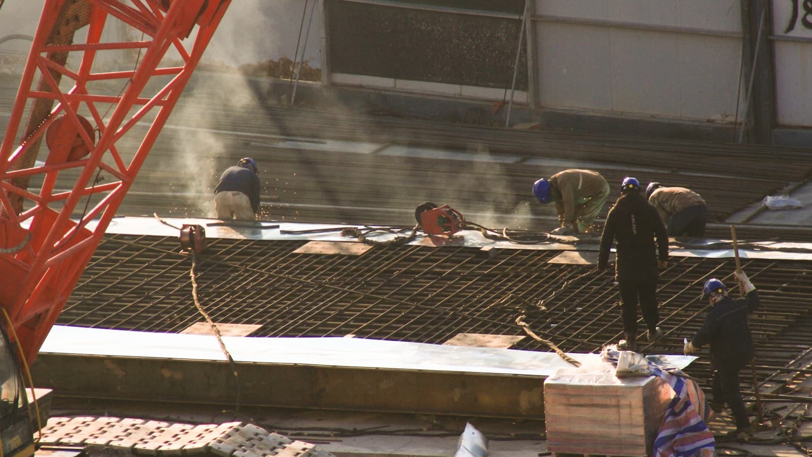 Workers on a construction site
